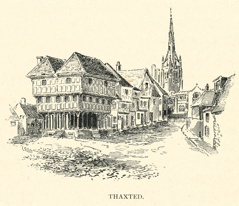 Thaxted Town Sketch Barrett 1892 Copyright: C R B Barrett Essex Highways 1892