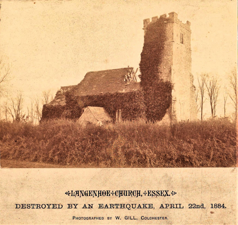 Langenhoe Church Photograph 1884 Essex Earthquake Copyright: William George