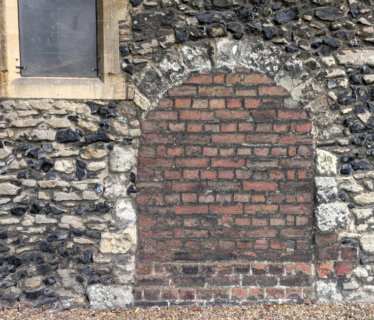 Rainham Church bricked up doorway 22 May 2025 Copyright: William George