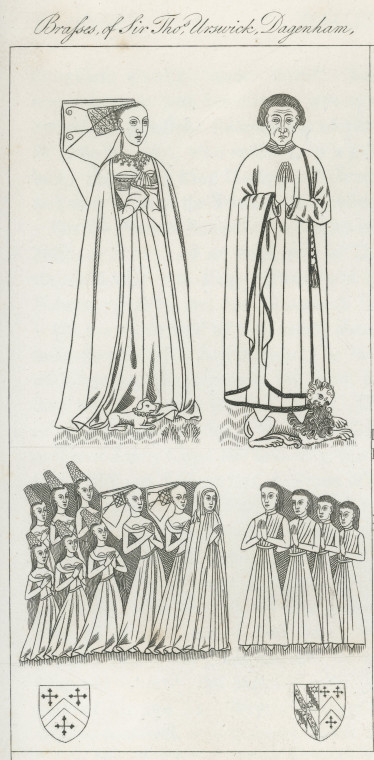 Dagenham Church Urswick Brass Ogborne 1817 Copyright: Elizabeth Ogborne History of Essex 1817