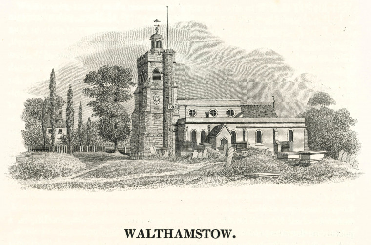 Walthamstow Church Ogborne 1817 Copyright: Elizabeth Ogborne History of Essex 1817