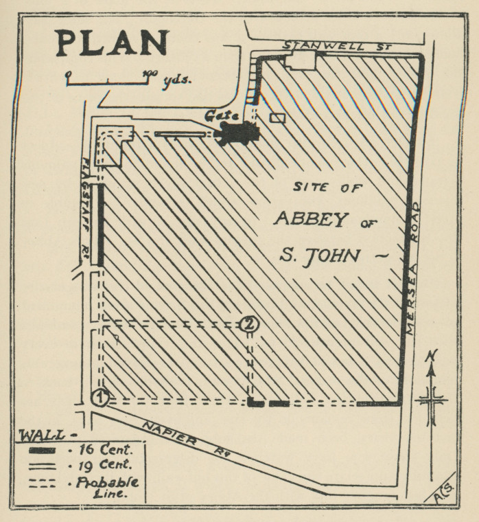 Colchester St John Abbey Plan 1943 Copyright: Essex Review Vol 52 1943 