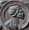 Gosfield Church Wooden Paneling with male face 21 March 2025