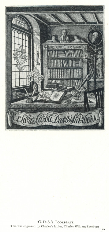 Charles Davies Sherborn 1861 to 1942 Book Plate Copyright: J R Norman Squire 1944