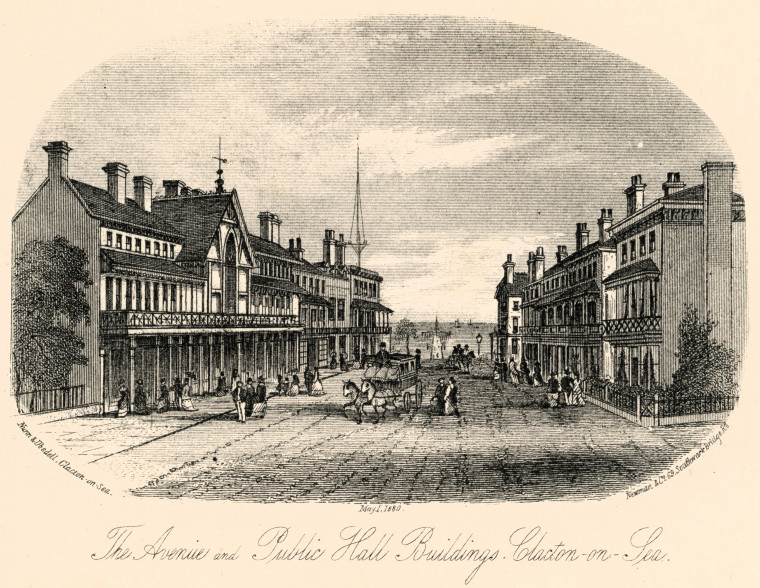Clacton Avenue and Public Hall 1880 Nunn and Ubsdell Copyright: Nunn and Ubsdell 1880