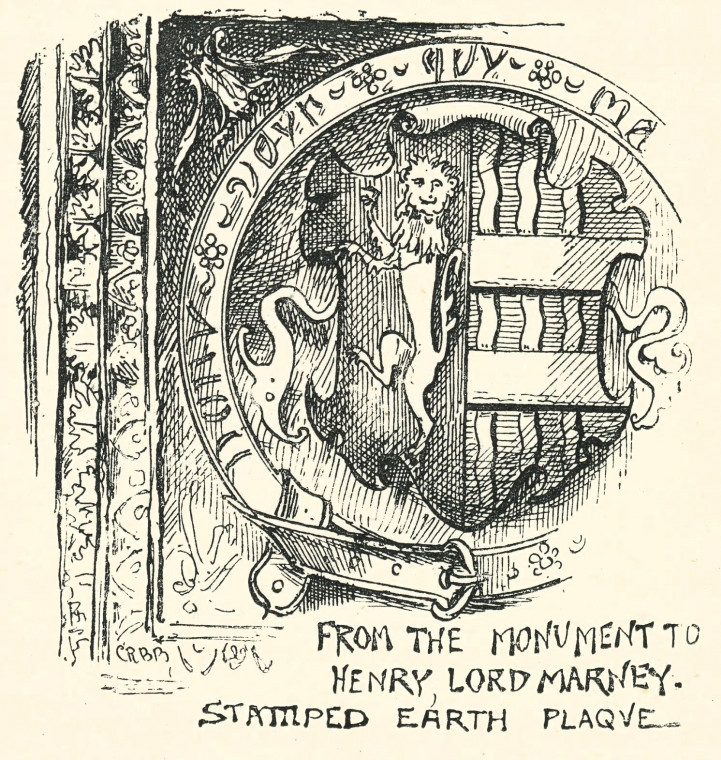 Layer Marney Church Henry Marney Plaque Barrett 1892 Copyright: C R B Barrett Essex Highways 1892