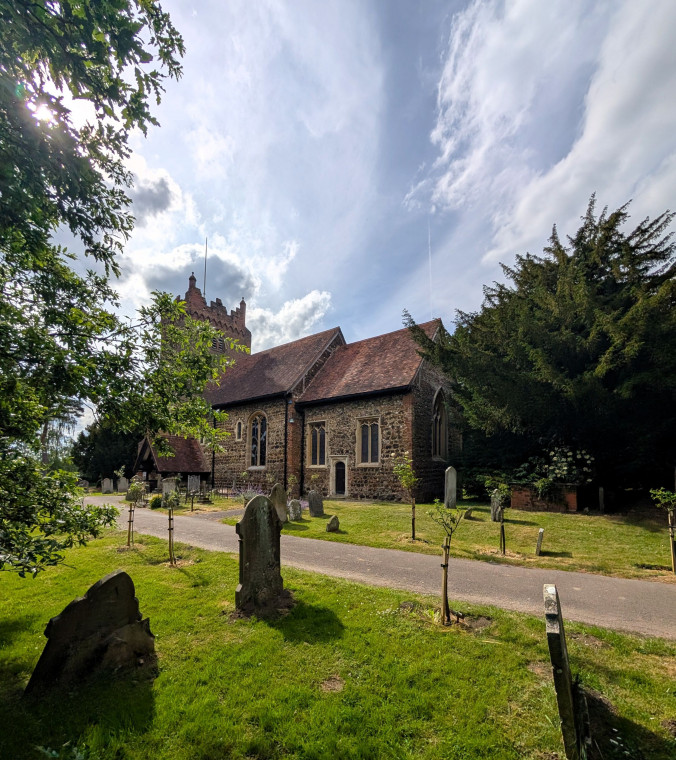 Fryerning Church South Face and Gravestones 31st May 2025 Copyright: William George