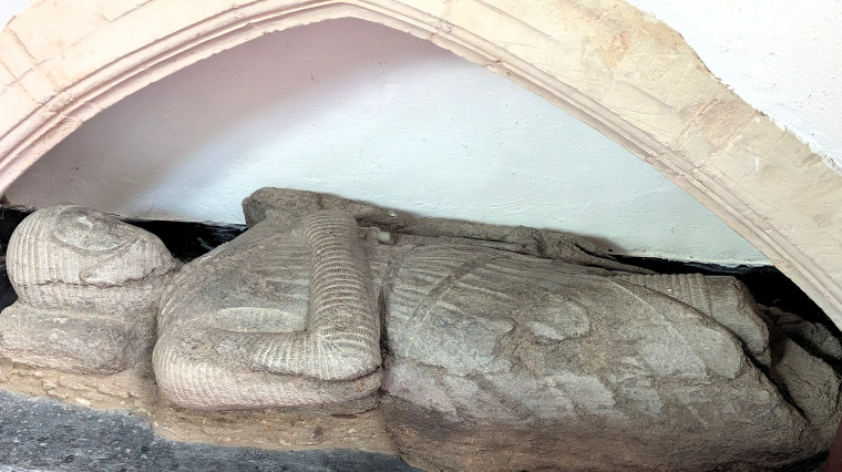Clavering Church Knight under Arch 5 August 2025 Copyright: William George