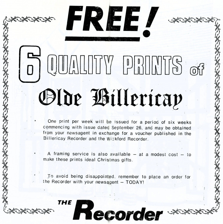 Olde Billericay Six Quality Prints Advert Copyright: Billericay Recorder