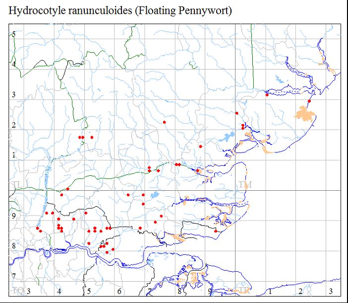 Floating Pennywort map Copyright: Ken Adams