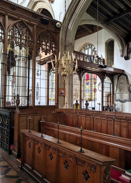 Bocking Church Interior looking across rood screen 7 Oct 2025 Copyright: William George