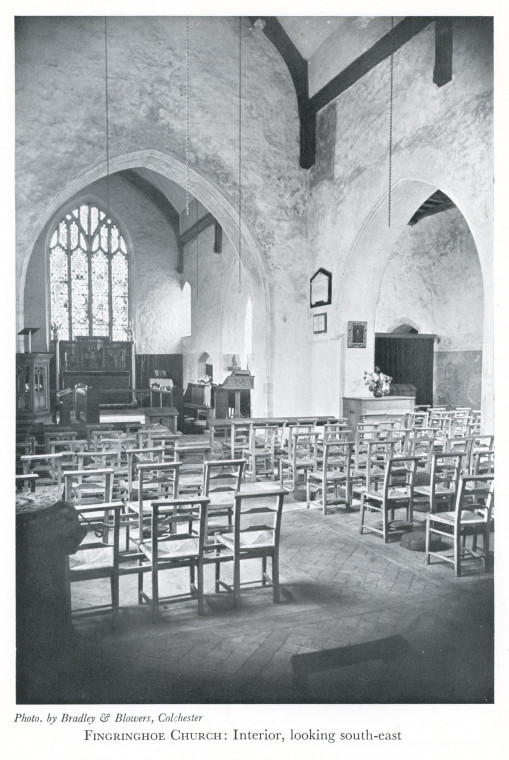 Fingringhoe Church Interior 1938 Copyright: C Montagu Benton Church of St Ouen Fingringoe 1938