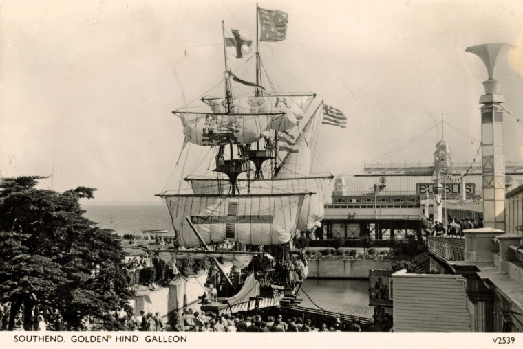 Southend Golden Hind Galleon Post Card Copyright: William George