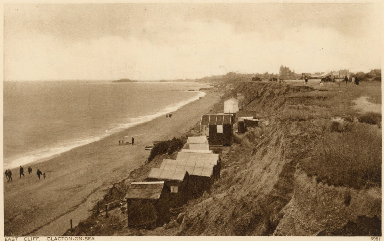 Clacton on Sea Sepia Post Card Cliff Copyright: Post Card