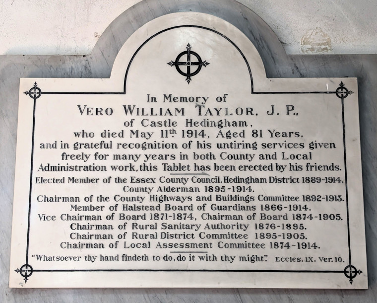 Castle Hedingham Church Vero Taylor Monument 8 August 2025 Copyright: William George