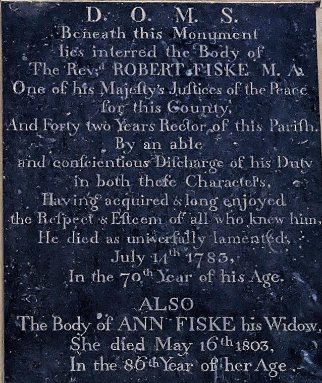 Wendens Ambo Church Robert Fiske Memorial 1783 7 August 2022 Copyright: William George