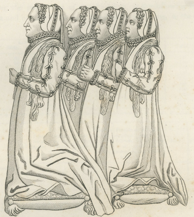 Anthony Cooke Daughters from Monumental Brass Ogborne 1817 Copyright: Elizabeth Ogborne History of Essex 1817