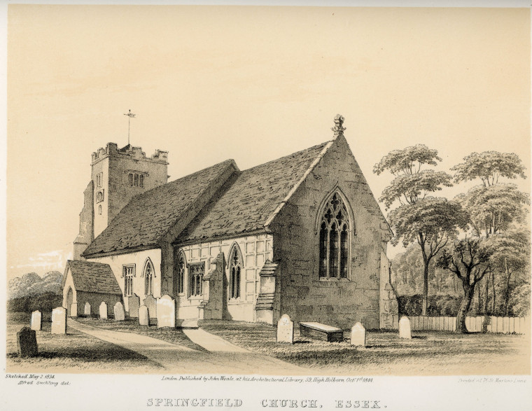 Springfield Church Suckling 1845 Copyright: Alfred Suckling Essex Antiquities 1845