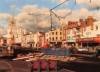 Southend Seafront Storm Damage Colour Postcard 