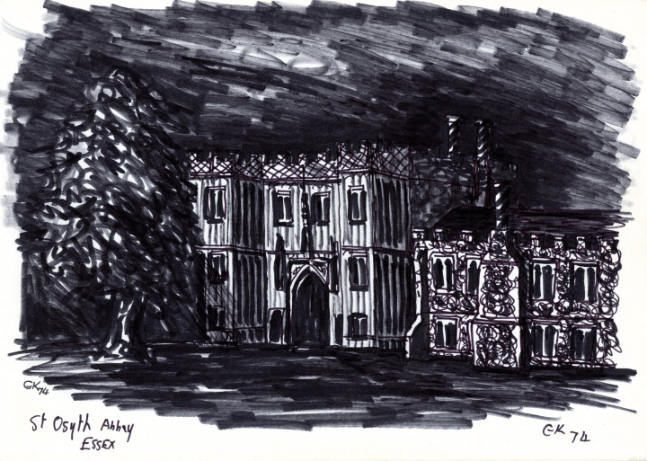 St Osyth Abbey sketch by G Kellick 1974 3 Copyright: William George