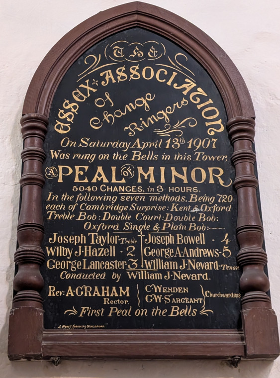 Great Bromley Church Bell Plaque 1907 15 November 2025 Copyright: William George
