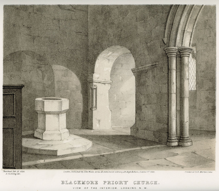 Blackmore Priory Church Suckling 1845 Copyright: Alfred Suckling Essex Antiquities 1845