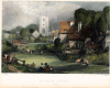 Barking Church Essex coloured print about 1850 