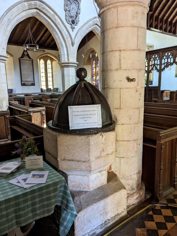 Wendens Ambo Church Font 1300s and Cover 1600s 2022 Copyright: William George 7 August 2022