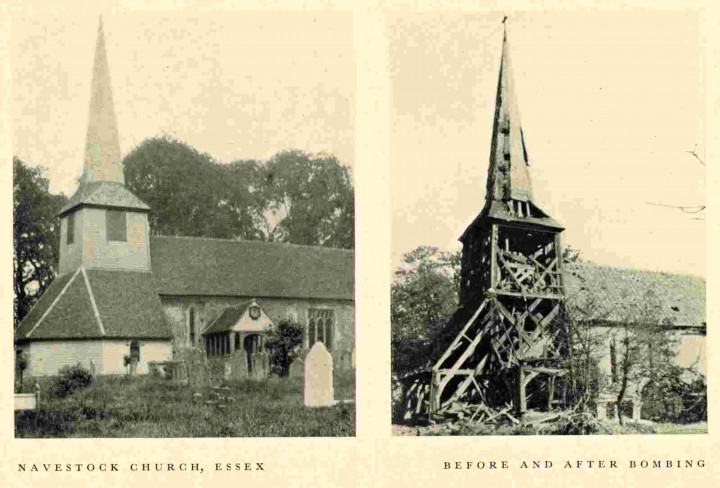Navestock Church before and after bombing Copyright: William George