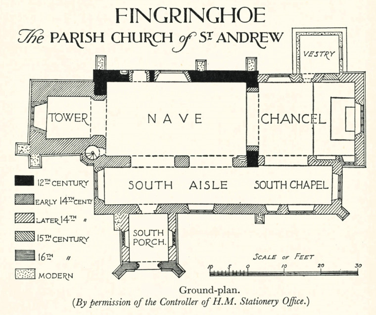 Fingringhoe Church Plan 1938 Copyright: C Montagu Benton Church of St Ouen Fingringoe 1938