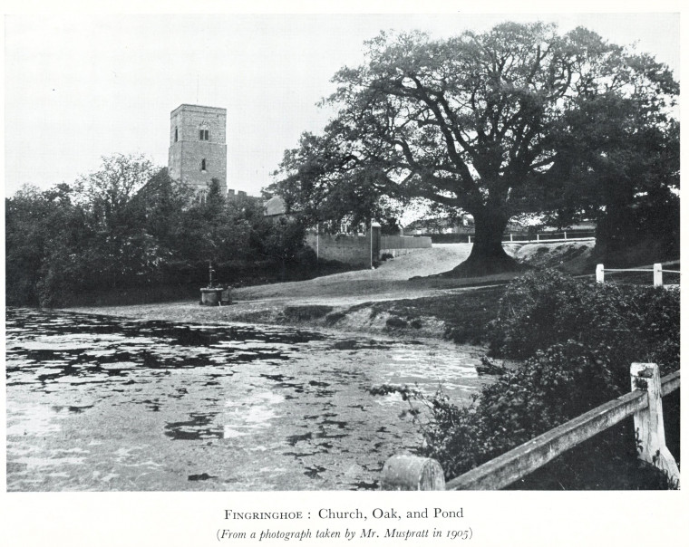 Fingringhoe Church Oak and Pond 1938 Copyright: C Montagu Benton Church of St Ouen Fingringoe 1938