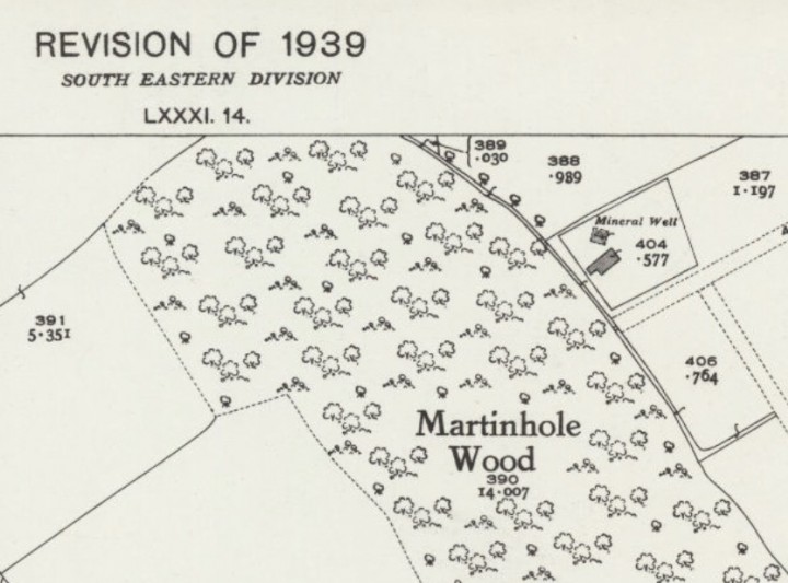 Extract from OS map of 1939 showing the Vange Mineral Well Copyright: 