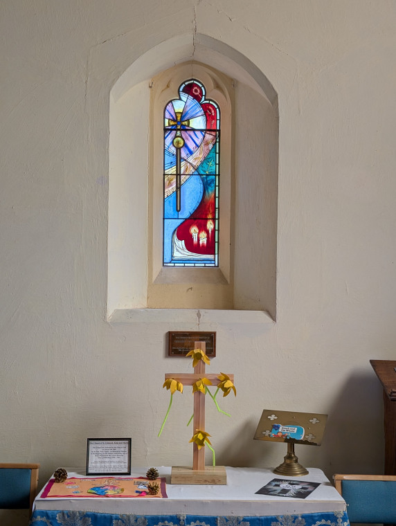 Matching Church Stained Glass Window and Altar 9th August 2025 Copyright: William George