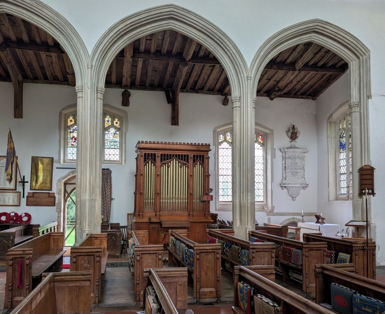 Clavering Church Organ and arches 5 August 2025 Copyright: William George