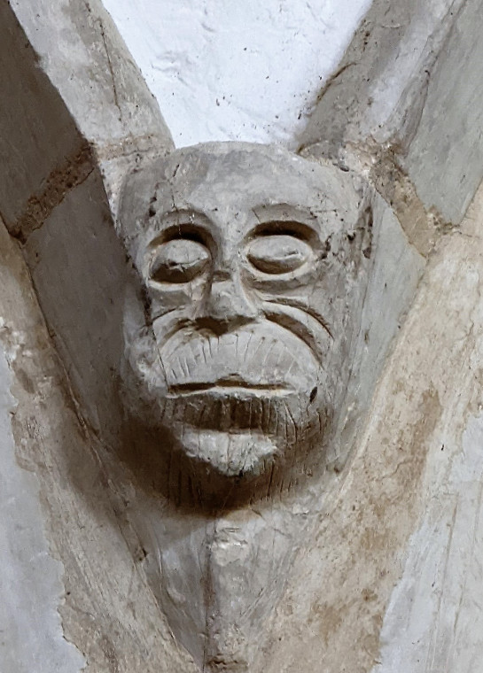 Wendens Ambo Church Interior Caved Monkey Face 7 August 2022 Copyright: William George