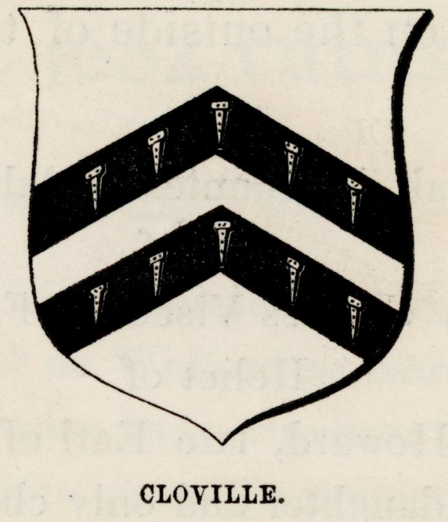 Widford Church Cloville Coat of Arms Copyright: Alfred Suckling Essex Antiquities 1845