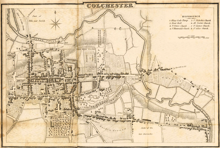 Colchester Map Excursions through Essex 1819 Copyright: William George