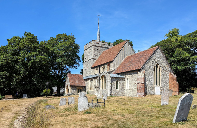 Wendens Ambo Church and Graveyard from South East 2022 Copyright: William George 7 August 2022