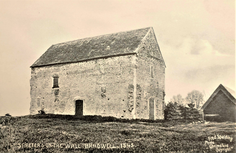 Bradwell St Peters on the Wall Church post card Copyright: William George