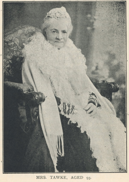 Mrs Tawke Aged 93 Portrait Copyright: Hunting Recollections Miss Tawke 1911