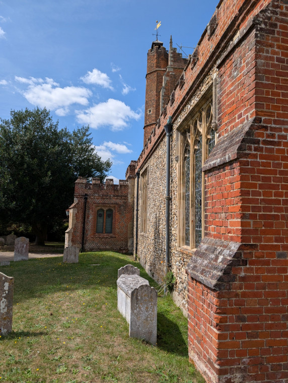 Castle Hedingham Church Brick Buttress 8 August 2025 Copyright: William George