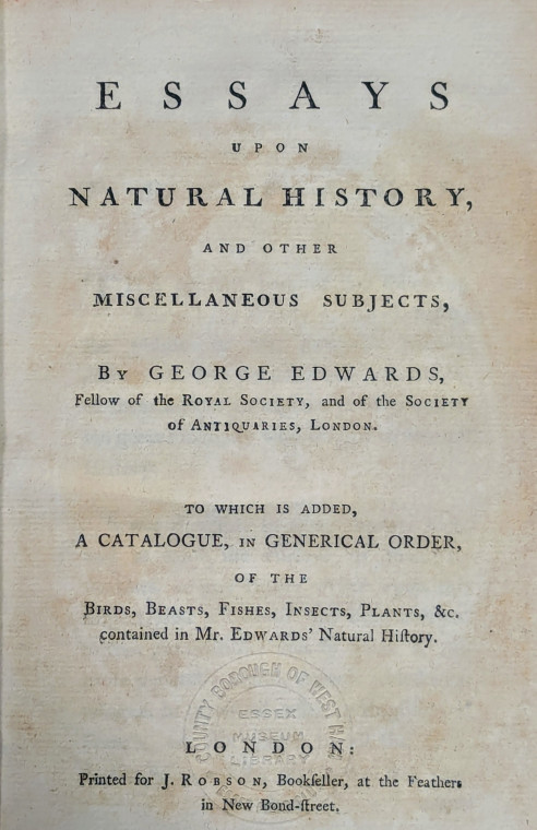 Title Page Essays Upon Natural History G Edward 1770 Copyright: George Edwards